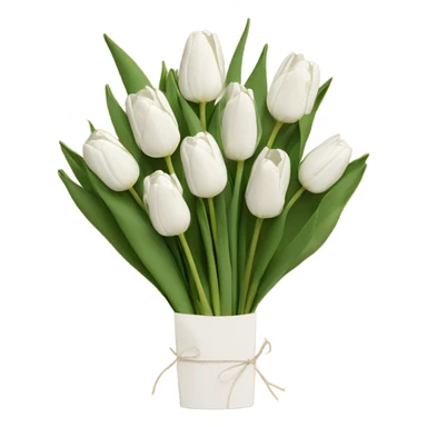 White tulips bouquet in craft paper sticker