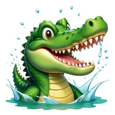 A crocodile with a happy face splashes in the water, showing off its big toothy grin sticker