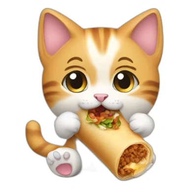 kitten eating shawarma roll sticker