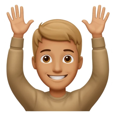 happy guy with hands above head sticker