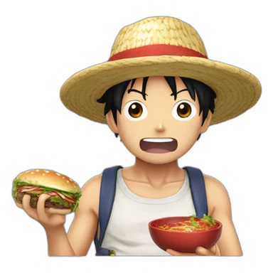 Luffy qui mange de la viande sticker