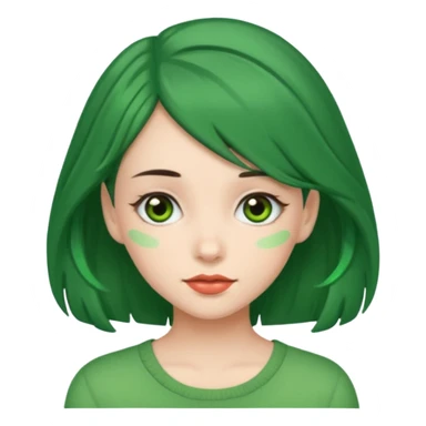 brunette girl with green color hairclip sticker
