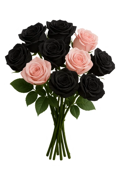 bouquet of black and pink roses , remove background sticker