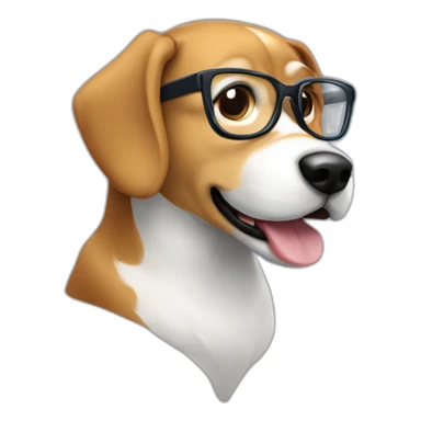 Coding with glasses and a dog on your computer sticker