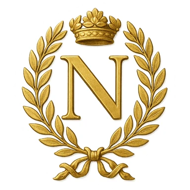 Napoleon symbol of France, laurel wreath and N monogram, gold, elegant, classic, on a neutral background sticker