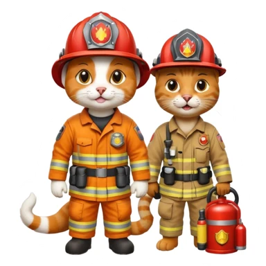 cat on the fire and firefighter dog help sticker