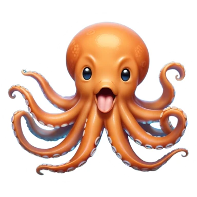 Cinematic Cute Yawning Octopus Portrait Emoji, Head tilted slightly with a dramatic, wide-open yawn, showcasing a plump, light orange body decorated with delicate blue rings and loosely draped arms with sleepy, half-closed eyes, Simplified yet irresistibly adorable features, highly detailed, glowing with a soft, cozy underwater glow, high shine, relaxed yet expressive, stylized with a hint of whimsical aquatic charm, soft glowing outline, capturing the essence of a drowsy yet affectionate octopus that appears ready to stretch and yawn its way out of the screen! sticker