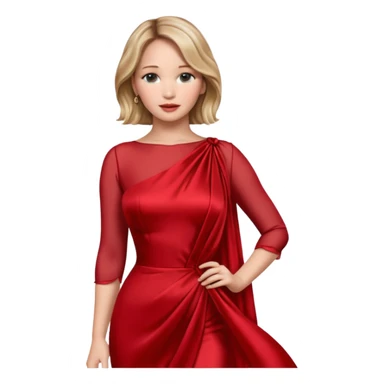 Jennifer Lawrence, in a red dress sticker