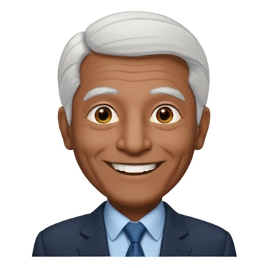 70 yr old man, thin white hair, pakistani, business suit, big smile, dark skin, no facial hair
 sticker