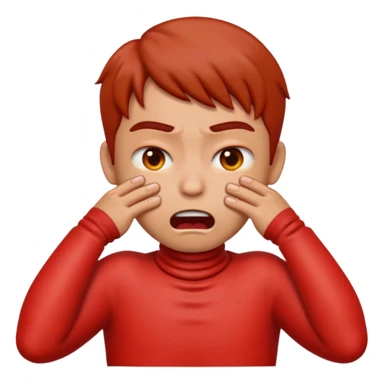 Create an emoji choking violently with hands on neck looking mad sticker