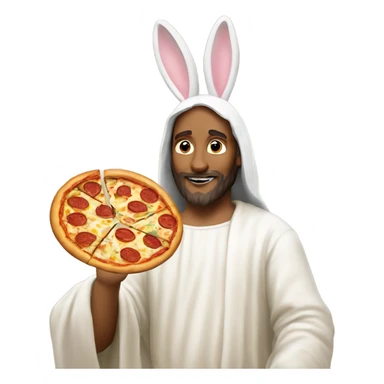 The Easter bunny and Jesus eating pizza sticker