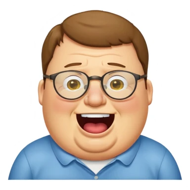 peter griffin with glasses as a laughing crying emoji in Midjourney style sticker