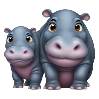 Chonky baby hippo loving her mom sticker