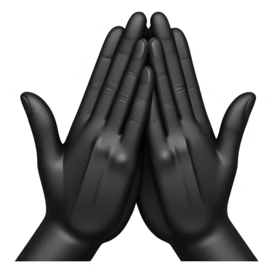 Minimal emoji, abstract praying hands simplified into solid black metal forms, subtle sacred reference, fashion avant-garde minimalism, no details, no glow, no neon, flat emoji style, centered, transparent background sticker