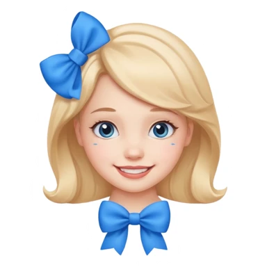 girl tied with blue bow sticker