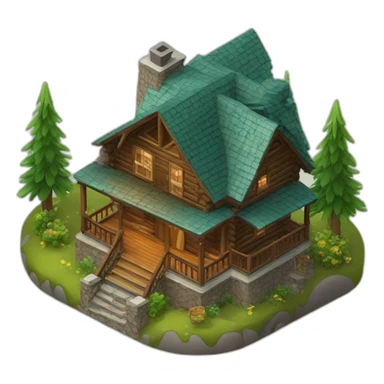3d-isometric-Mountain-Cabin-mansion sticker