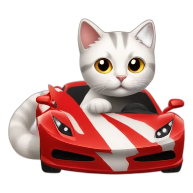 Cat drives a red Ferrari sticker