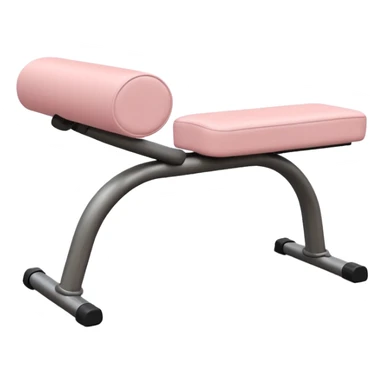 Beige gym bench with pastel pink padding, soft pastel background sticker