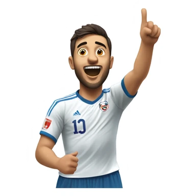 Mapping out Arda Güler's goal celebration, he’s got his right hand on his chest and his left hand pointing skyward, as described earlier sticker