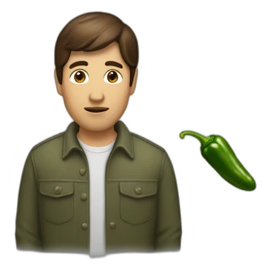 jalapeno man with short brown hair sticker