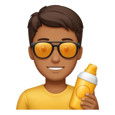 
male brunet suncream and sunglasses sticker