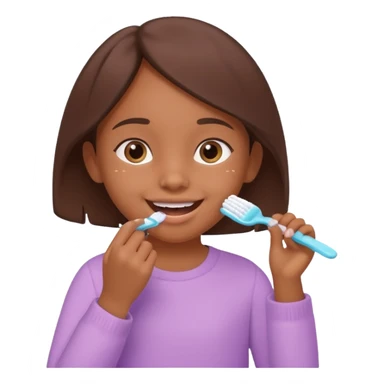 little brown girl brushing her teeth, pastel portrait, bright nourishing morning atmosphere, soft focus, isometric 3d plush sticker