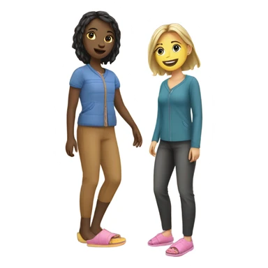 Two girls in a cabin wearing slippers ￼ sticker