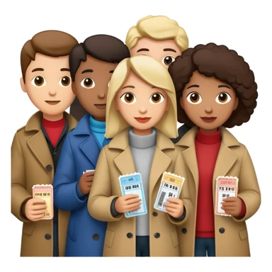 group of people standing in line at a movie theater sticker