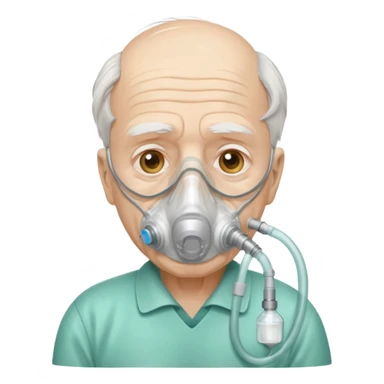 old man with simple ambulance oxygen mask  sticker