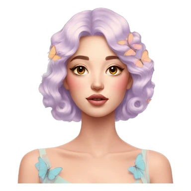 Gorgeous pastel lady with butterflies aesthetic trending style sticker