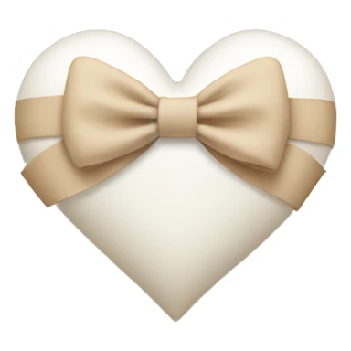 white heart with beige bow sticker