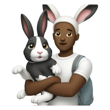 Black Guy with black and white rabbit sticker