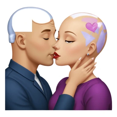 Bald man kissing dark blonde woman sticker