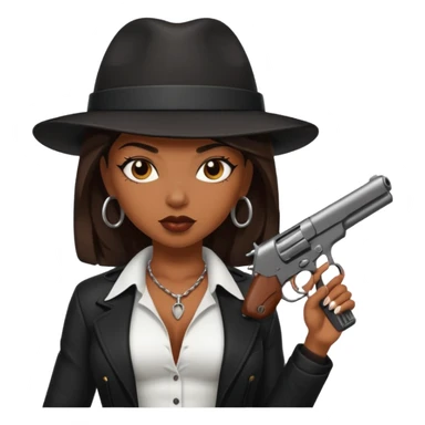 A sexy black female gangster with a gun sticker