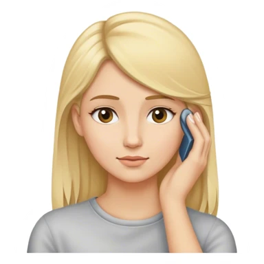 blond haired women tucking hair behind ear sticker