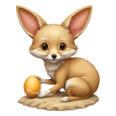fennec carrying an unpeeled egg sticker