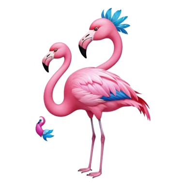 Flamingo wearing a blue Bahamas flower on its head  sticker