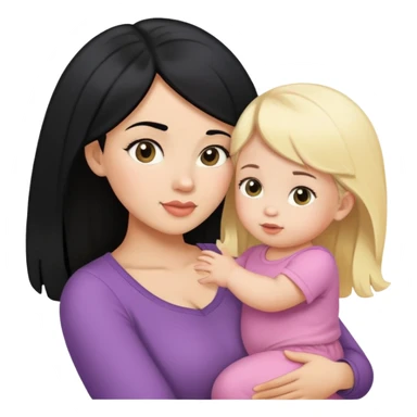 Black hair mom and blonde baby girl sticker
