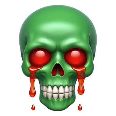 A green skull with red marmalade sticker