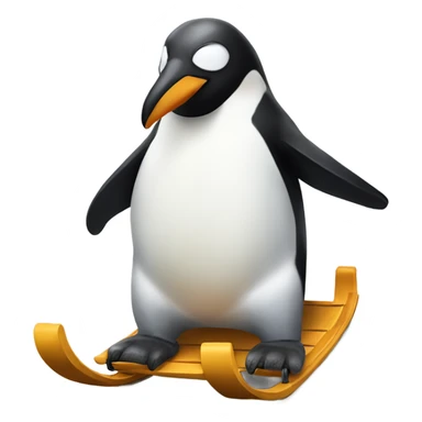 Penguin sledding  sticker