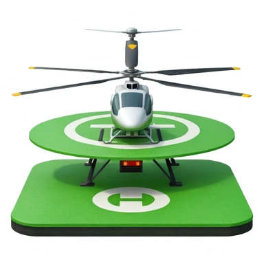 a helipad with a green surface and an H in the center sticker