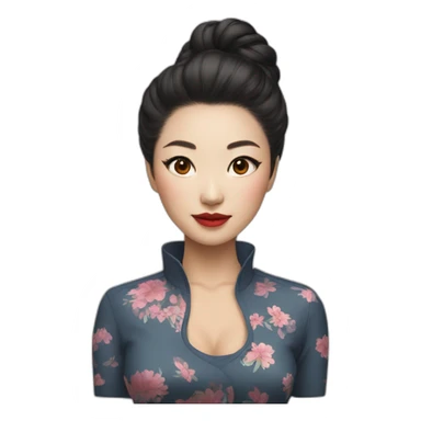 Chinese woman with blusa cuello de tortuga makeup Artist sticker