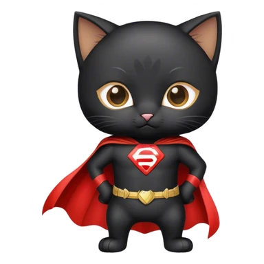 Black kitten as a superhero  sticker