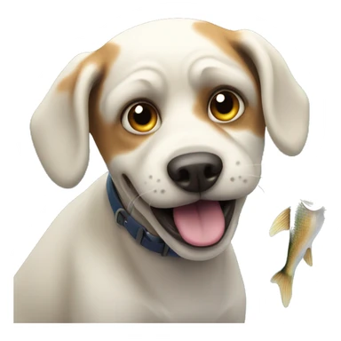 ugly dog catching fish sticker