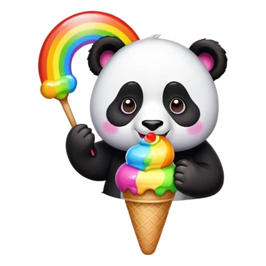 Panda eating ice cream rainbow  sticker