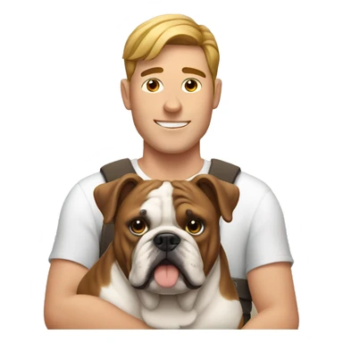 guy with english brown bulldog  sticker