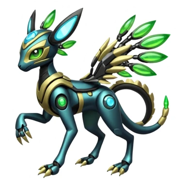  Exotic Futuristic Cyborg-Cyber-Meloetta-Zygarde-Zeraora-Protogen-Palkia-hybrid-fusion-Fakémon-creature, full body sticker