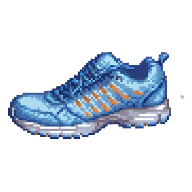 blue running shoe pointing left with 3D effect sticker