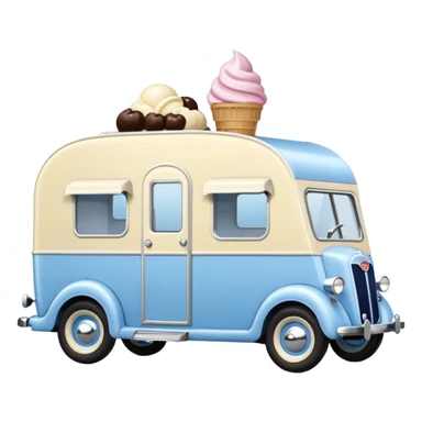 ice cream caravan,1935 fiat ,pearl blue  sticker