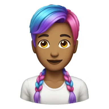rainbow hair non-gendered sticker